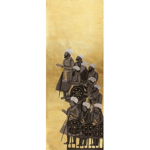 Shamsuddin Tanwri, 16 x 42 Inch, Graphite Gold and Silver Leaf on Paper, Figurative Painting, AC-SUT-077